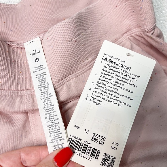Lululemon High Rise Shorts LA Sweat Terry Cloth Short Mink Berry 12 NWT - Picture 10 of 10